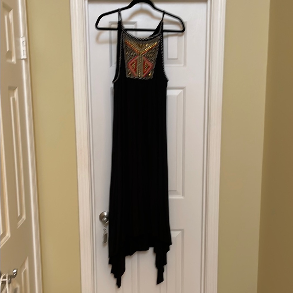 INC International Concepts Black Asymmetrical Embellished Sundress